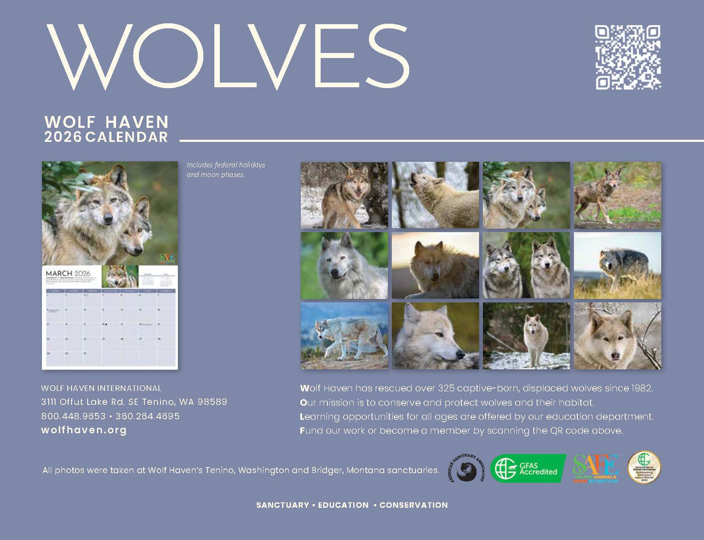 2026 Wolves Wall Calendar