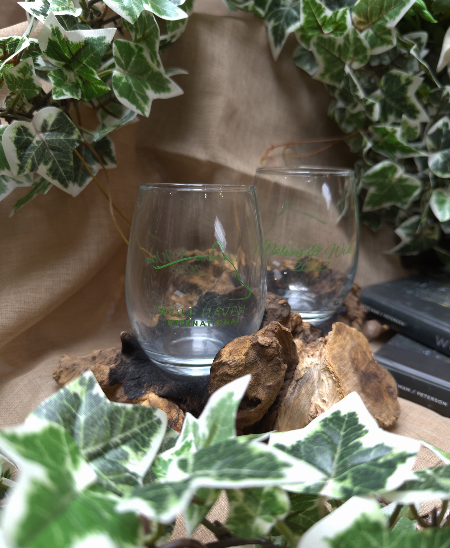 Stemless Wine Glass: Wolves & Wine