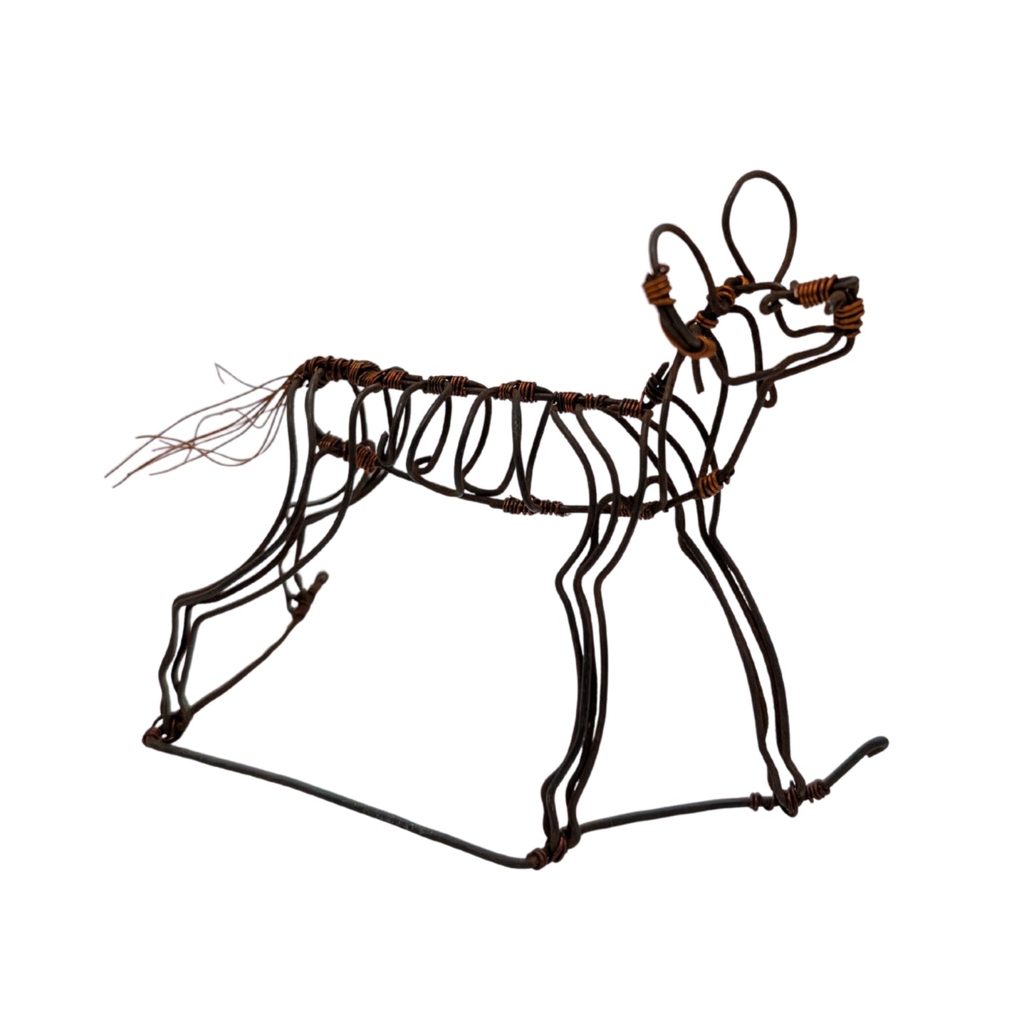 African Painted Dog Snare Wire Statue