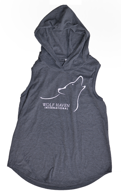 Ladies Cut Hooded Tank with Howling Wolf Logo