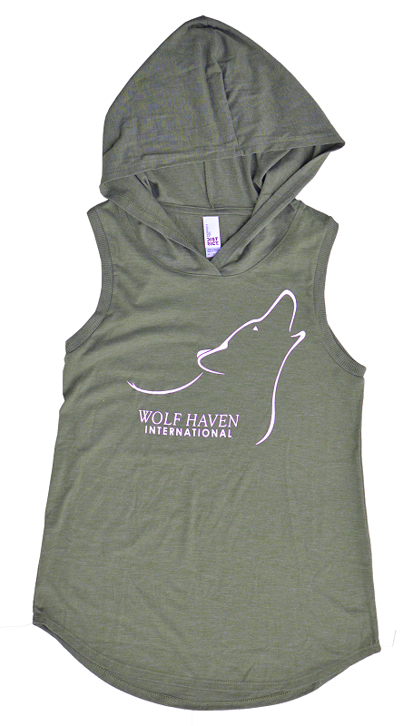 Ladies Cut Hooded Tank with Howling Wolf Logo