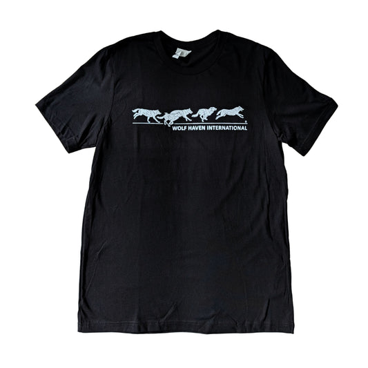 Jersey Knit Cotton T-Shirt with Running Wolves Design