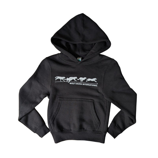 Youth Hoodie with Running Wolves Design