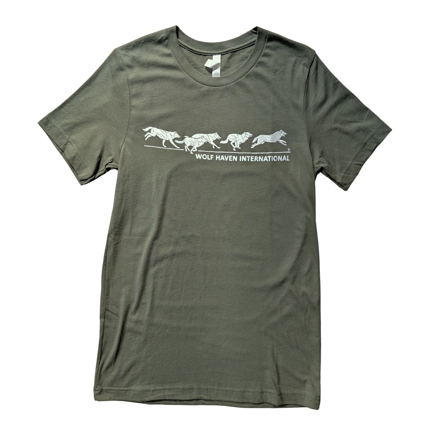 Jersey Knit Cotton T-Shirt with Running Wolves Design